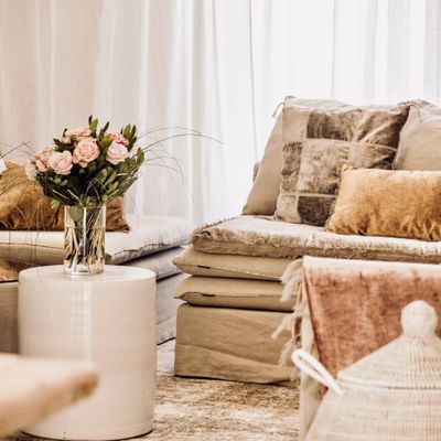 Sofas - Removable custom washed linen sofa bed - BERENGERE LEROY