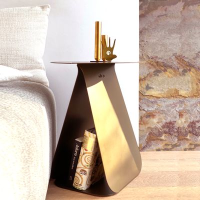 Aménagements pour bureau - Table d'appoint ronde symétrique YOUMY - Bronze anodique - MADEMOISELLE JO