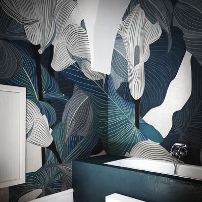 Papiers peints - Cloe Blue Design Bathroom Wallpaper - LA MAISON MURAEM