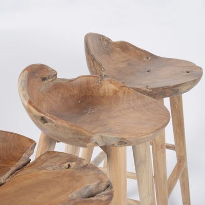 Stools - Teak bar stool - BRUT - JOE SAYEGH PARIS