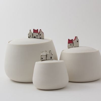 Objets de décoration - Petite boite en porcelaine avec maisons mini - BÉRANGÈRE CÉRAMIQUES