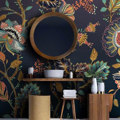 Wallpaper - Batik Panoramic Floral Illustration Wallpaper - LA MAISON MURAEM