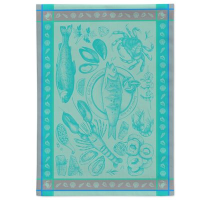 Tea towel - Seafood Blue/Jacquard Tea Towel - AUTREFOIS DÉCORATION