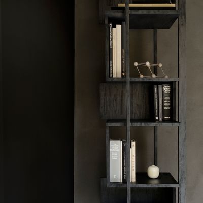Bookshelves - Teak Abstract black column - ETHNICRAFT