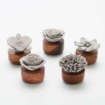 Senteurs - Diffuseur de Parfum en porcelaine et bois, diffuser écologique- JASMIN - ANOQ