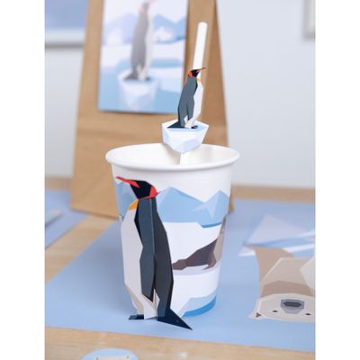 Birthdays - 6 Polar Animals Paper Straws - Recyclable - ANNIKIDS