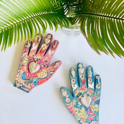 Autres décorations murales - Bois Décoratif Peint Ex Voto Main - PINK PAMPAS