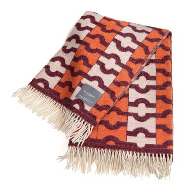 Throw blankets - 9120 Stackelbergs Papier peint Couverture Orange, Bordeaux & Blanc cassé - STACKELBERGS