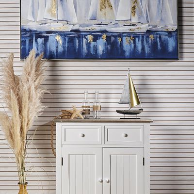 Tableaux - Tableau voilier bleu/blanc 80*120 cadre argent - SOCADIS