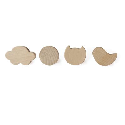 Design objects - Set of four beech wood hooks - BRIKI VROOM VROOM