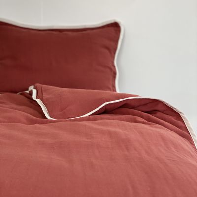 Bed linens - Nina Organic Cotton Double Gauze Two-Tone Bar Bed Set - BIHAN