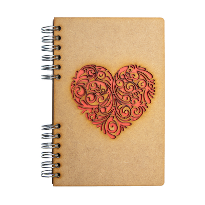 Stationery - Sustainable wooden notebook - recycled paper - RED HEART - KOMONI AMSTERDAM