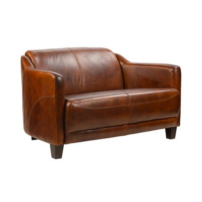 Sofas - Gentleman Cigar Sofa in Leather - Vintage Elegance and Comfort - JP2B DECORATION