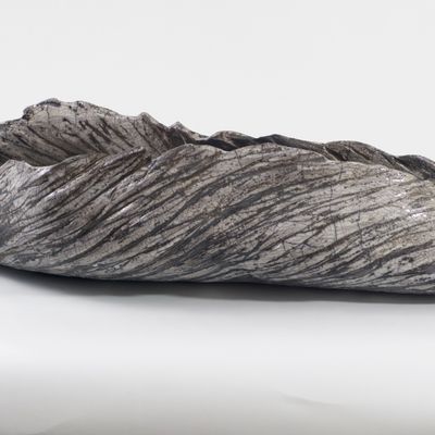 Céramique - Coupe feuille blanche céramique Raku - BARBARA BILLOUD