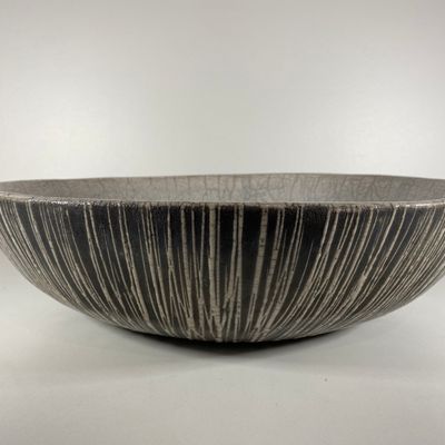 Ceramic - Coupe ceramique Raku "Black-White" - BARBARA BILLOUD