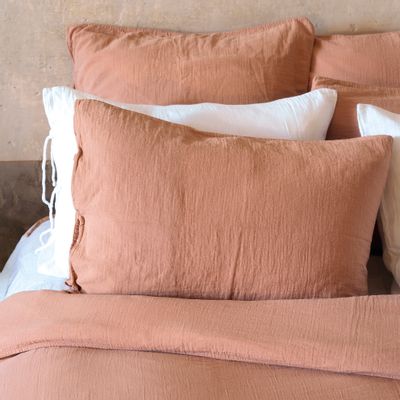 Bed linens - Light terracotta cotton gauze duvet cover - MAISON D'ÉTÉ