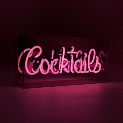 Desk lamps - 'Cocktails' Acrylic Box Neon Light - Pink - LOCOMOCEAN