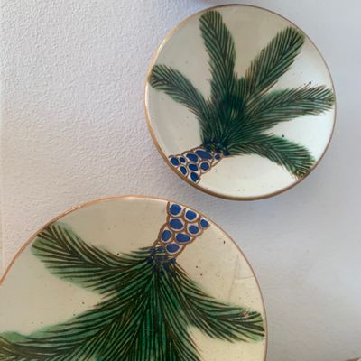 Poterie - TOUNIS coupelle, bol et saladier  motif "Palmier" - TAKECAIRE