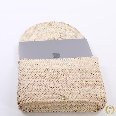 Clutches - Leather & Palm Leaf Pouch - ORIGINAL MARRAKECH