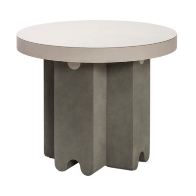Autres tables  - OSSICLE TABLE D'APPOINT RONDE EN CUIR - GIOBAGNARA