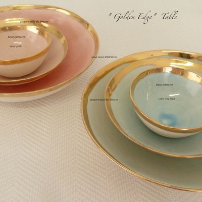 Design objects - GOLDEN EDGE  hand made porcelain bowls and plates - POTOMAK STUDIO