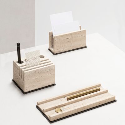 Office sets - LATINA MARBLE / LEATHER & MARBLE DESK SET - GIOBAGNARA