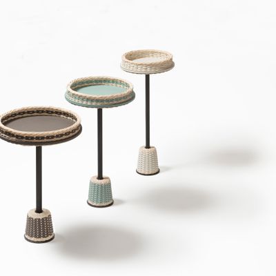 Other tables - MATISSE LEATHER & RATTAN SIDE TABLE - PIGMENT FRANCE BY GIOBAGNARA