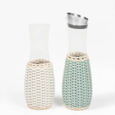 Objets design - DIJON CARAFE EN CUIR ET ROTIN - PIGMENT FRANCE BY GIOBAGNARA