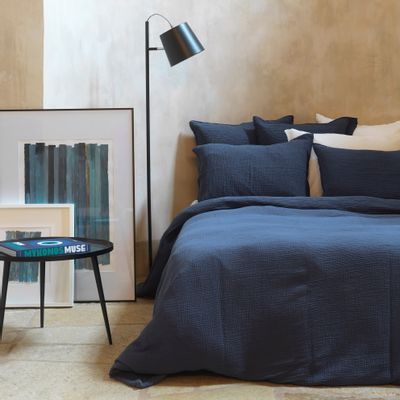 Bed linens - Midnight blue cotton gauze duvet cover - MAISON D'ÉTÉ