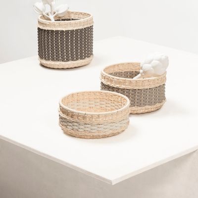 Caskets and boxes - NÎMES LEATHER & RATTAN BOWLS - PIGMENT FRANCE BY GIOBAGNARA