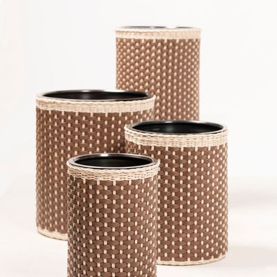 Baskets - CÉZANNE LEATHER & RATTAN BINS - PIGMENT FRANCE BY GIOBAGNARA