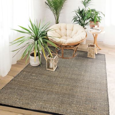 Rugs - COTTON JUTE RUG - Woven carpet in natural and black jute and cotton 120x170 - ALECTO