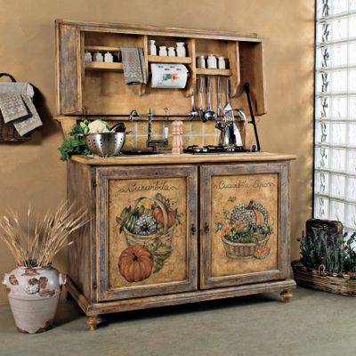 Meubles de cuisines  - Armoire de cuisine laquée et peinte à la main - INTERIORS ITALIA