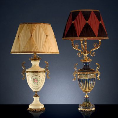 Lampes de bureau  - 201-202 table lamp in crystal and bronze plated - OLYMPUS BRASS