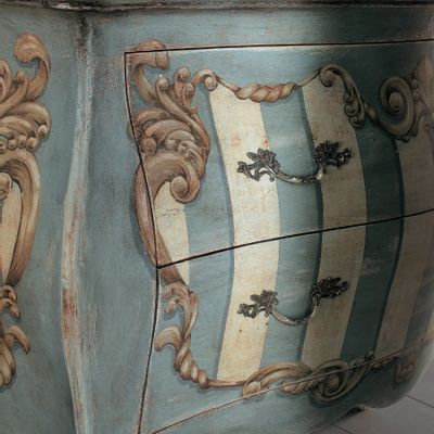 Commodes - AP660/D7 - Commode Louis XV décorée à la main - INTERIORS ITALIA