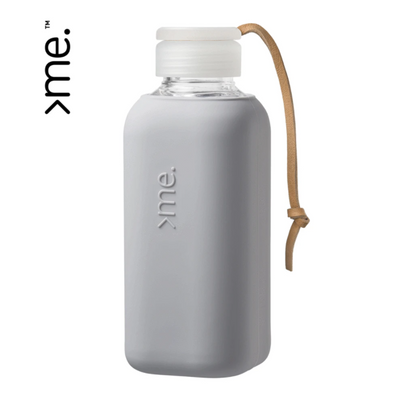 Travel accessories - HANDMADE GLASS BOTTLE  (600ml)  SQUIREME. Y1 CONCRETE SILICONE SLEEVE REUSABLE SUSTAINABLE ENERGIZED - SQUIREME.
