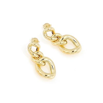 Jewelry - Silver Gold Plated Chain Earrings - LINEA ITALIA SRL