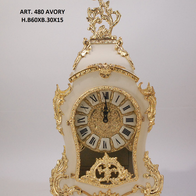 Clocks - art. 480 table clock in bronze plated and wood - OLYMPUS BRASS