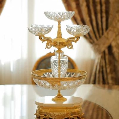 Vases - FRUIT BOWL, vase in crystal and bronze plated - OLYMPUS BRASS