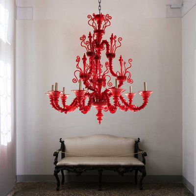 Ceiling lights - Ca Rezzonico Red Chandelier — Luxury and Craftsmanship in Murano Glass - BOTTEGA VENEZIANA