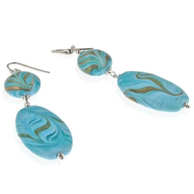 Bijoux - Boucles d'oreilles en verre de Murano avec Avventurina - LINEA ITALIA SRL