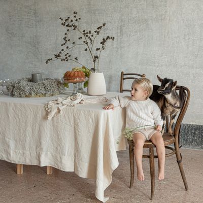 Table cloths - Linen Tablecloth with Large Border - ONCE MILANO