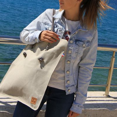 Bags and totes - LINEN CANVAS BAG LENA - AMWA AND CO