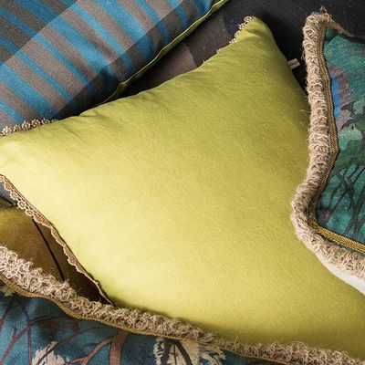 Fabric cushions - Green Pea 100% Linen Cushion Cover - TRACES OF ME