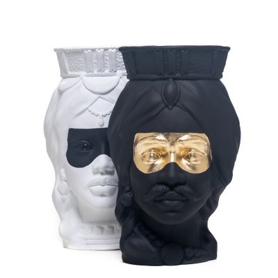 Vases - ORTIGIA VASE CENTERPIECE MODERN DESIGN MOORISH HEAD - MOSCHE BIANCHE