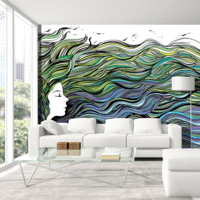 Wallpaper - Profile and Sea Hair Wallpaper - INCREATION