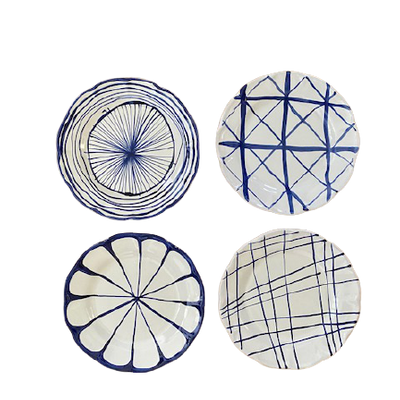 Couverts & ustensiles de cuisine - Ensemble de quatre assiettes à dîner en céramique peintes à la main, diamètre 26 cm - CERASELLA CERAMICHE