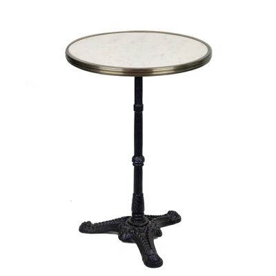 Design objects - Bistro table in white marble with iron base - BONNECAZE ABSINTHE & HOME
