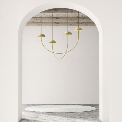 Hanging lights - CHAMPIGNON hanging lamp with black or satin brass structure - LUXCAMBRA