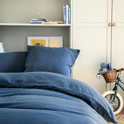 Linge de lit - Double gaze de coton Tendresse Bleu de Chine - Parure de lit - ESSIX